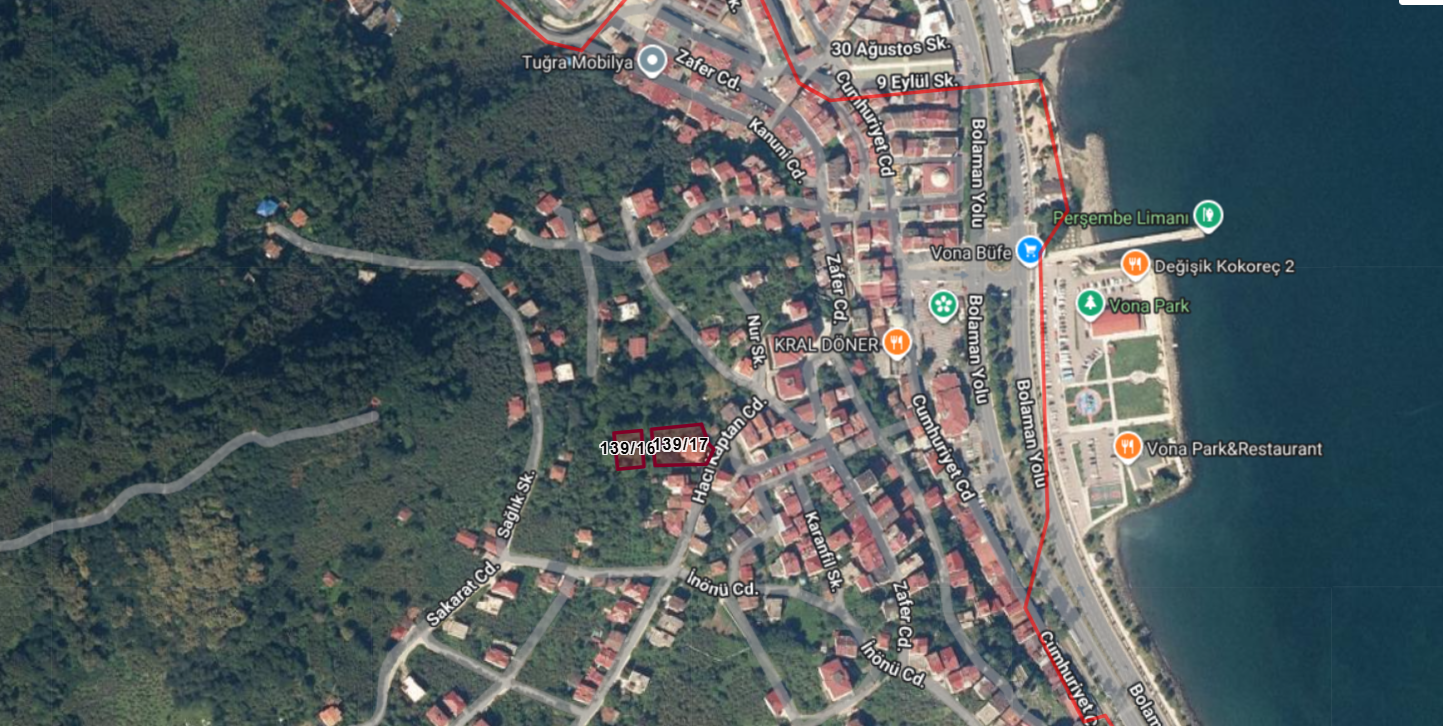 MABEL'DEN PERŞEMBE MERKEZDE PANORAMİK MANZARALI KAT KARŞILIĞI ARSA